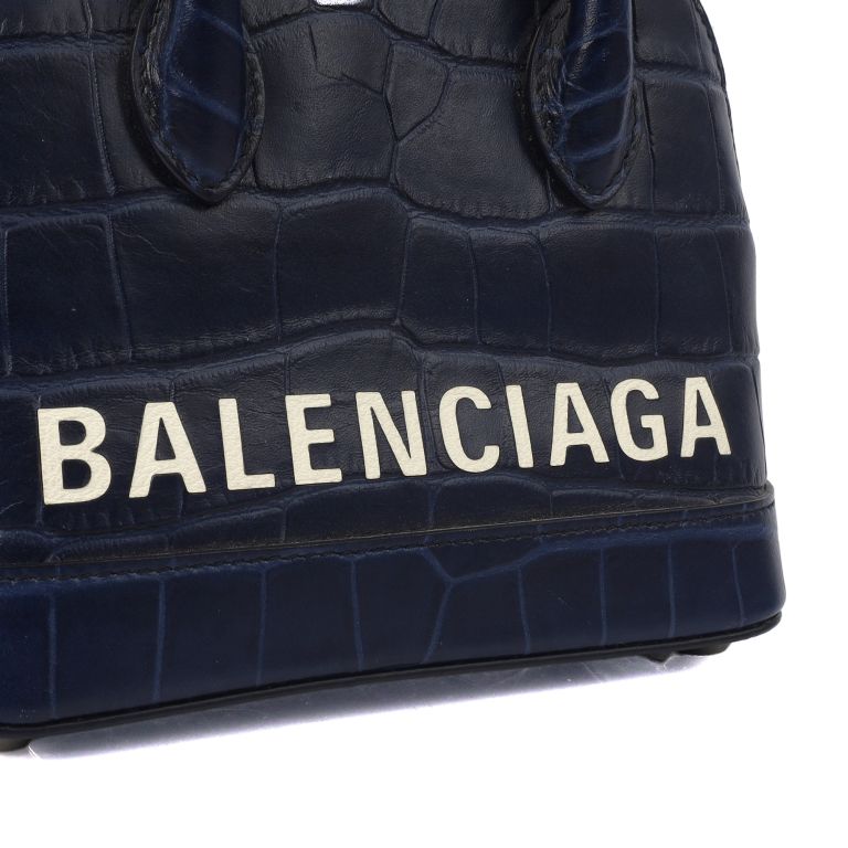 Balenciaga Ville Top Handle XXS in Blue, Exotic Effect Leather