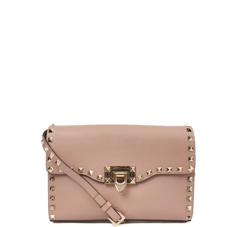 Valentino Rockstud Crossbody Bag Small in Pink, Calfskin