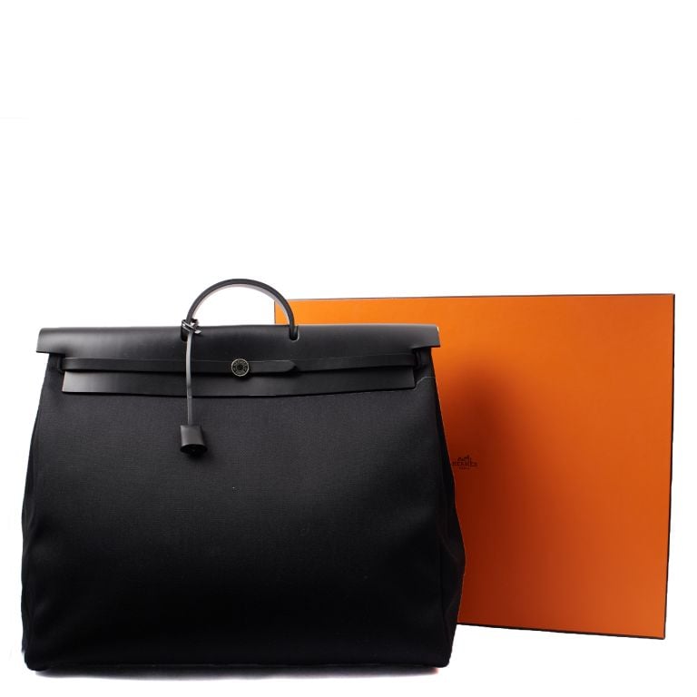 Hermes Herbag Zip Cabine in Black, Canvas Handbag Clinic