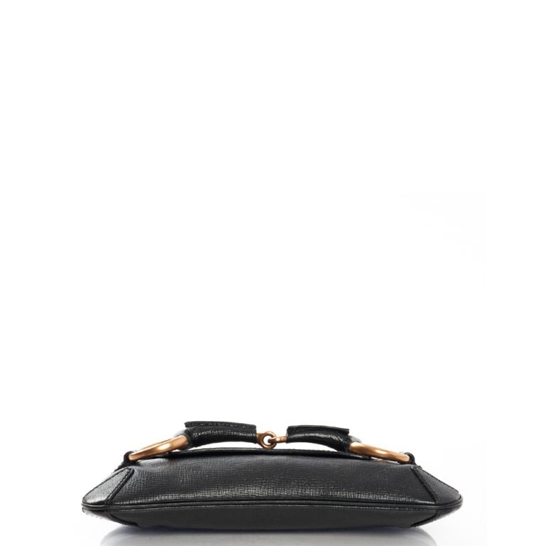 ショルダーバッグ・ポシェット GUCCI BLACK SMALL GUCCI HORSEBIT CHAIN LEATHER SHOULDER BAG Gucci Horsebit Small Chain leather shoulder bag Gucci