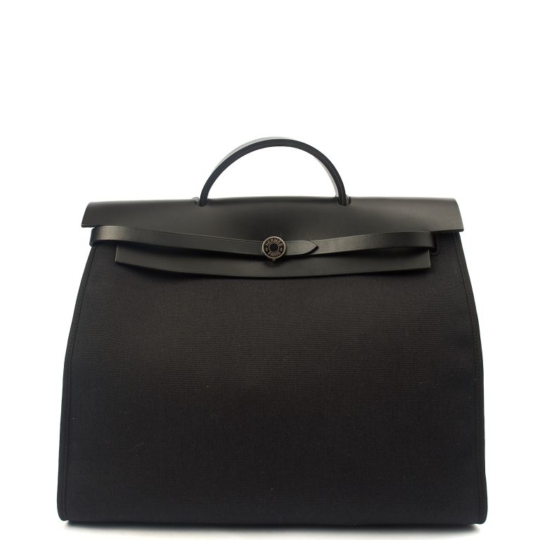 Hermes Herbag Zip 39 in Black, Canvas Handbag Clinic