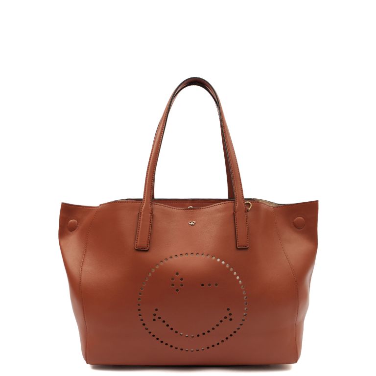 Anya Hindmarch Ebury Smiley Tote in Brown, Leather Handbag Clinic