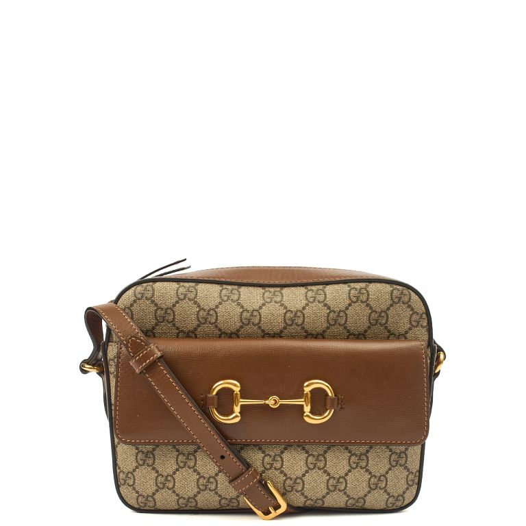 Gucci 1955 Horsebit Shoulder Bag in GG Supreme, Leather Handbag - Main Image