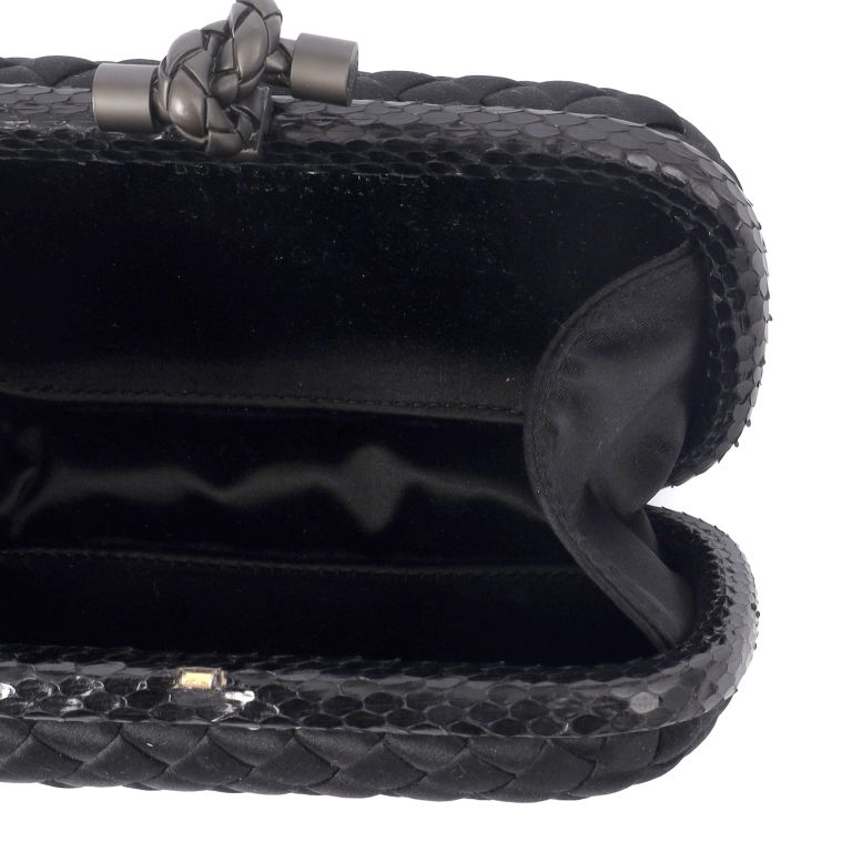 Bottega Veneta Knot Clutch in Black, Fabric Handbag Clinic