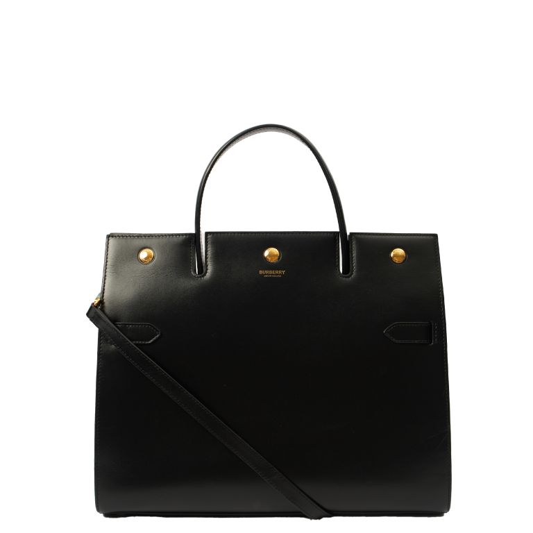 Burberry Title Bag Large in Black, Leather Handbag Clinic