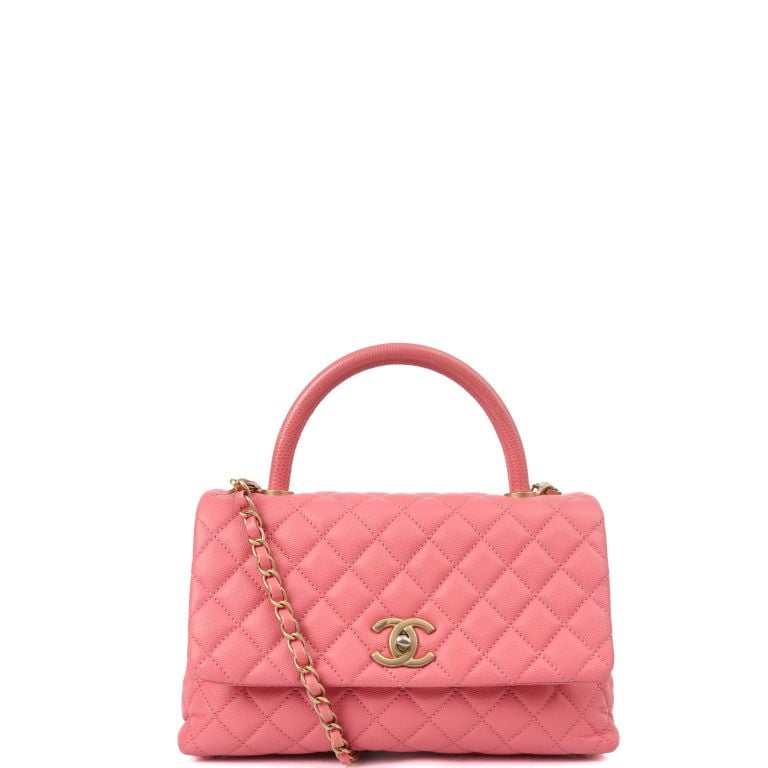 Pink Chanel Top Handle Caviar Seasonal Top Handle Flap Bag 24S