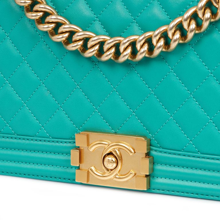 Chanel Boy Medium in Blue, Leather Handbag Clinic