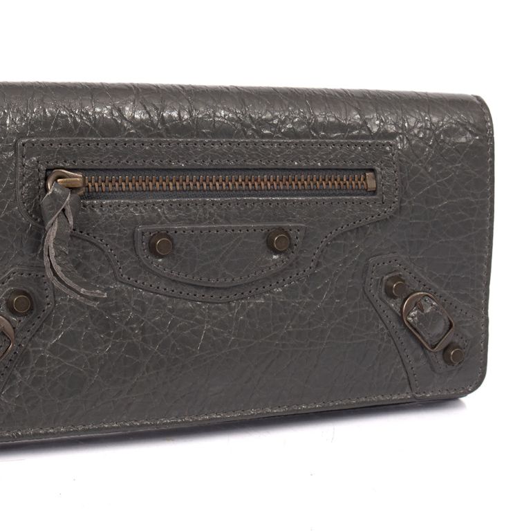 Balenciaga Le City Money Long Wallet in Grey, Leather