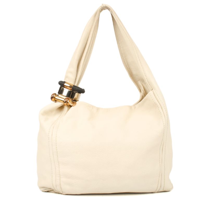 Jimmy Choo Sky Bangle Hobo in White, Leather Handbag Clinic