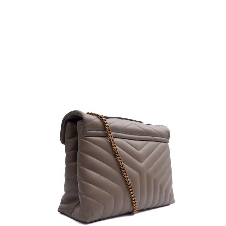 Saint Laurent Lou Lou Medium in Taupe, Calfskin Leather