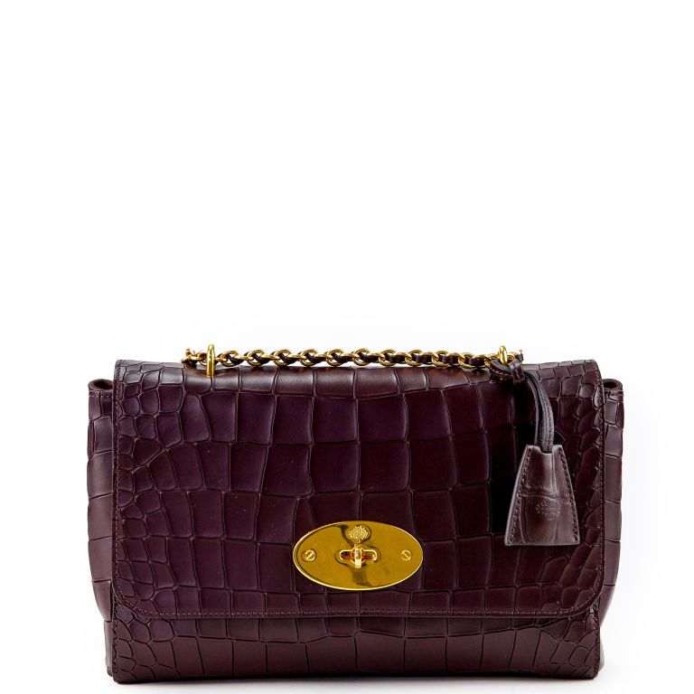 Oxblood Mulberry Lily Croc Embossed Mulberry Lily Medium Handbag