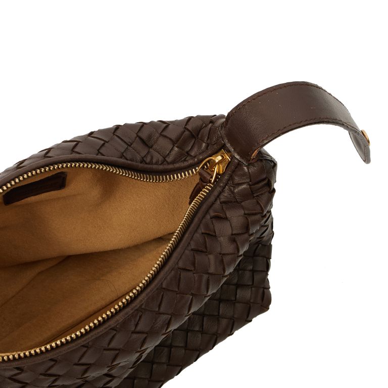 Bottega Veneta Intrecciato Pouch Clutch in Brown, Intrecciato