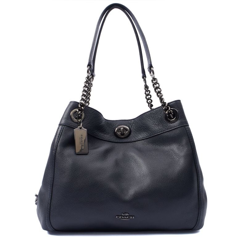 Coach Turnlock Tote in Navy, Leather Handbag Clinic