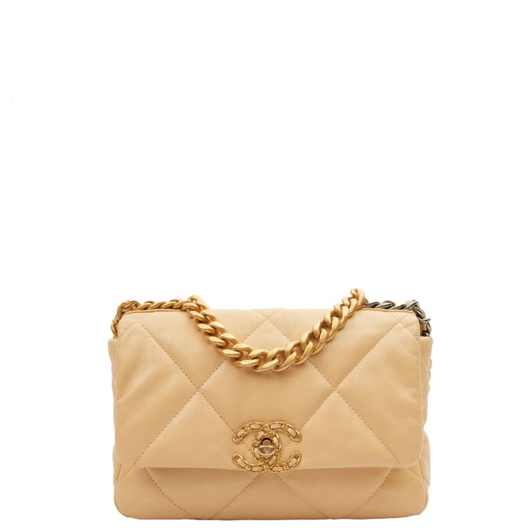 Chanel 19 in Neutral, Calfskin Leather Handbag Clinic