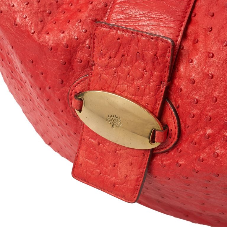 Mulberry Shoulder Bag in Fiery Red, Ostrich Leather Handbag Clinic
