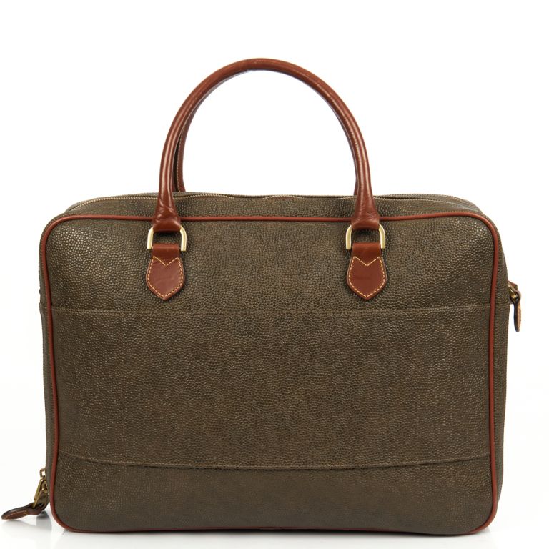 Briefcase in Green, Scotchgrain