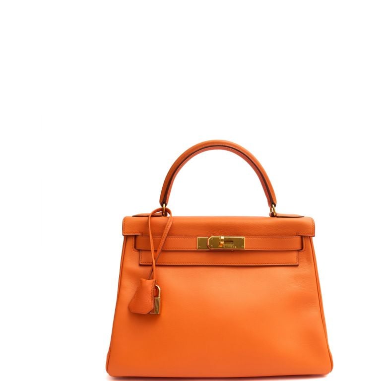 Togo Hermes Kelly 28 Orange HERMES Togo Kelly Retourne 28 Gold