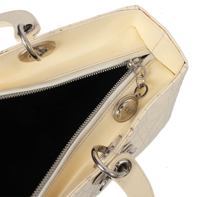 Christian Dior Lady Dior Large in Neutral, Patent Leather