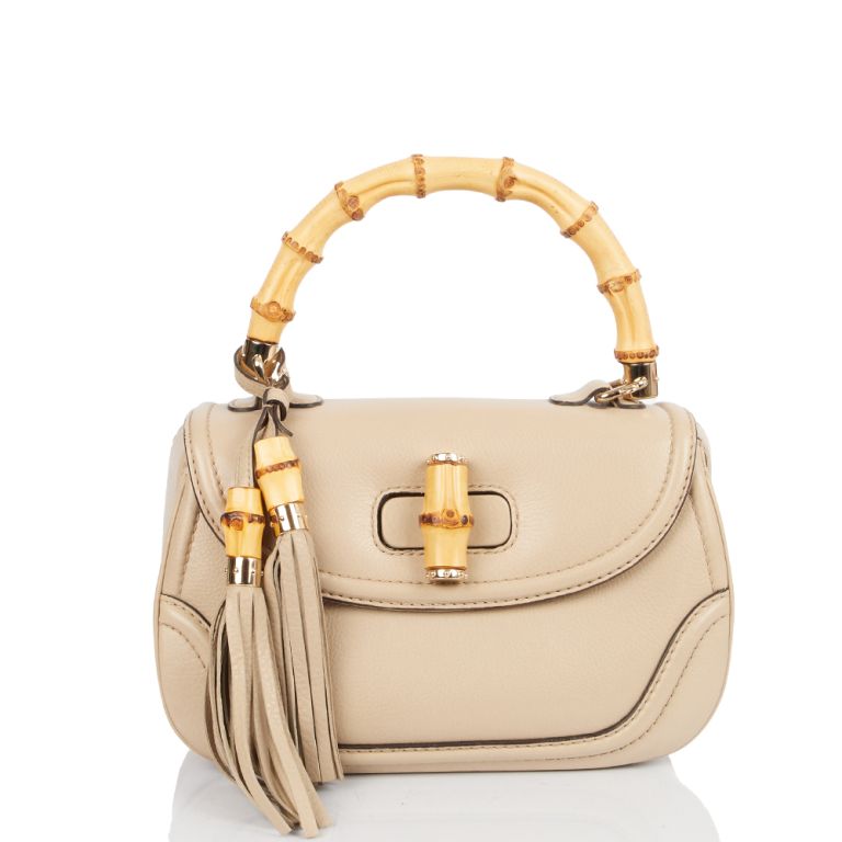 Gucci 1947 Bamboo Top Handle Small in Neutral, Leather Handbag