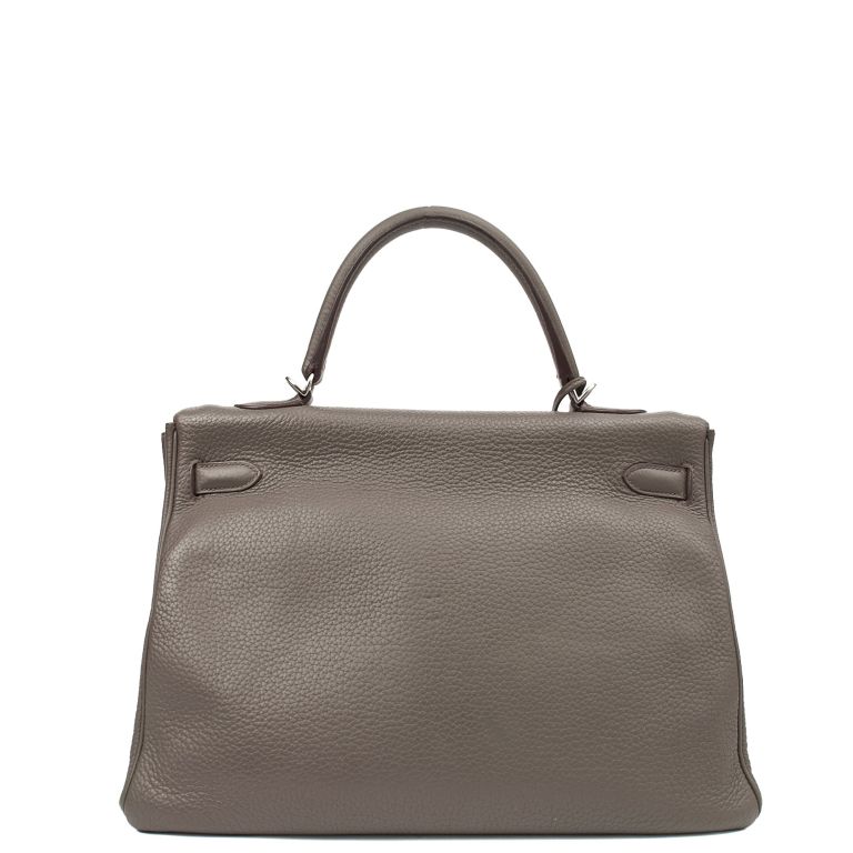 Hermes Kelly 35 in Etain, Clemence Leather with Palladium Hardware