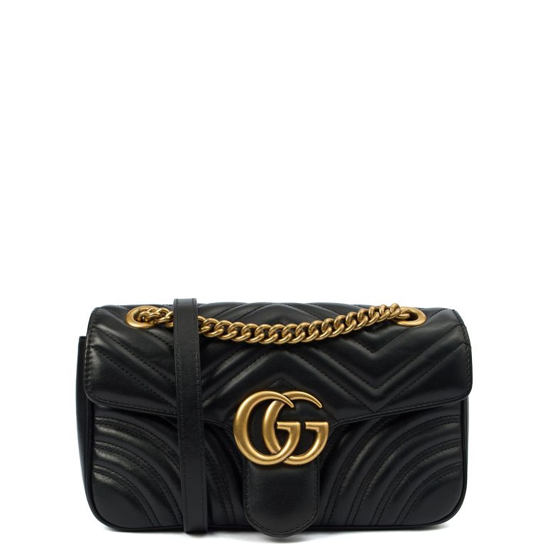 Gucci Marmont Shoulder Flap Bag Medium in Black, Leather