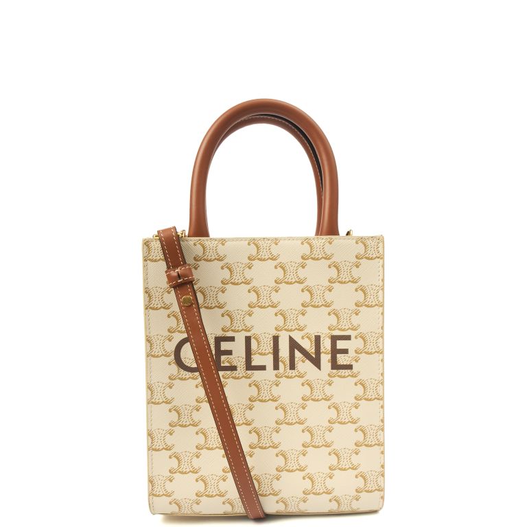 Celine Vertical Cabas Tote in Neutral, Leather Handbag Clinic