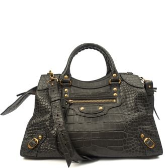 Balenciaga Ville Top Handle XXS in Blue, Exotic Effect Leather