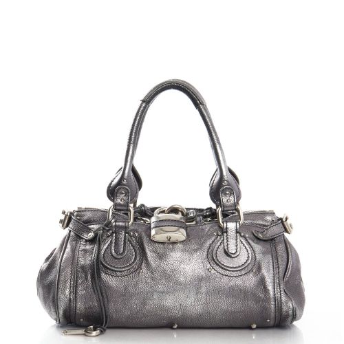 Chloé Paddington Medium Hand Bag Silver chloé silver paddington bag – hachi archive