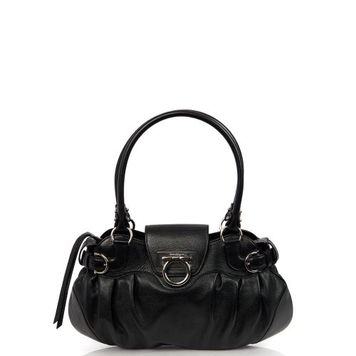 Salvatore Ferragamo エキゾチックレザーMARISA Salvatore Ferragamo Black Patent Leather Marisa Shoulder Bag