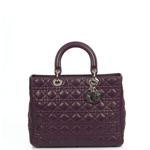 Christian Dior Lady Dior Large in Purple Cannage Quilted Lambskin Handbag Clinic