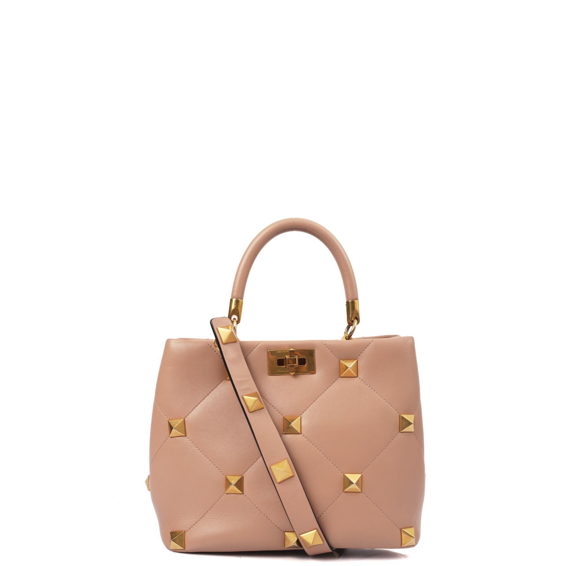 Roman Stud The Handle Bag - Small in Neutral, Leather