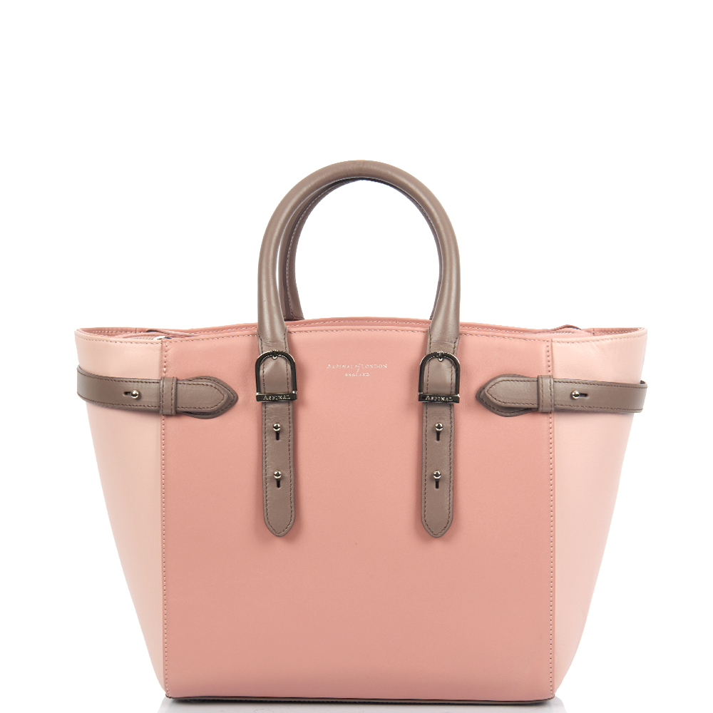 image of Marylebone Tote - Midi in Shell Pink, Leather