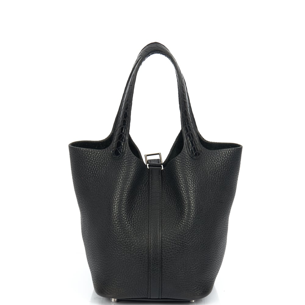 Nior Picotin Touch 18 in Black Clemence and Alligator with Palladium Hardware 4