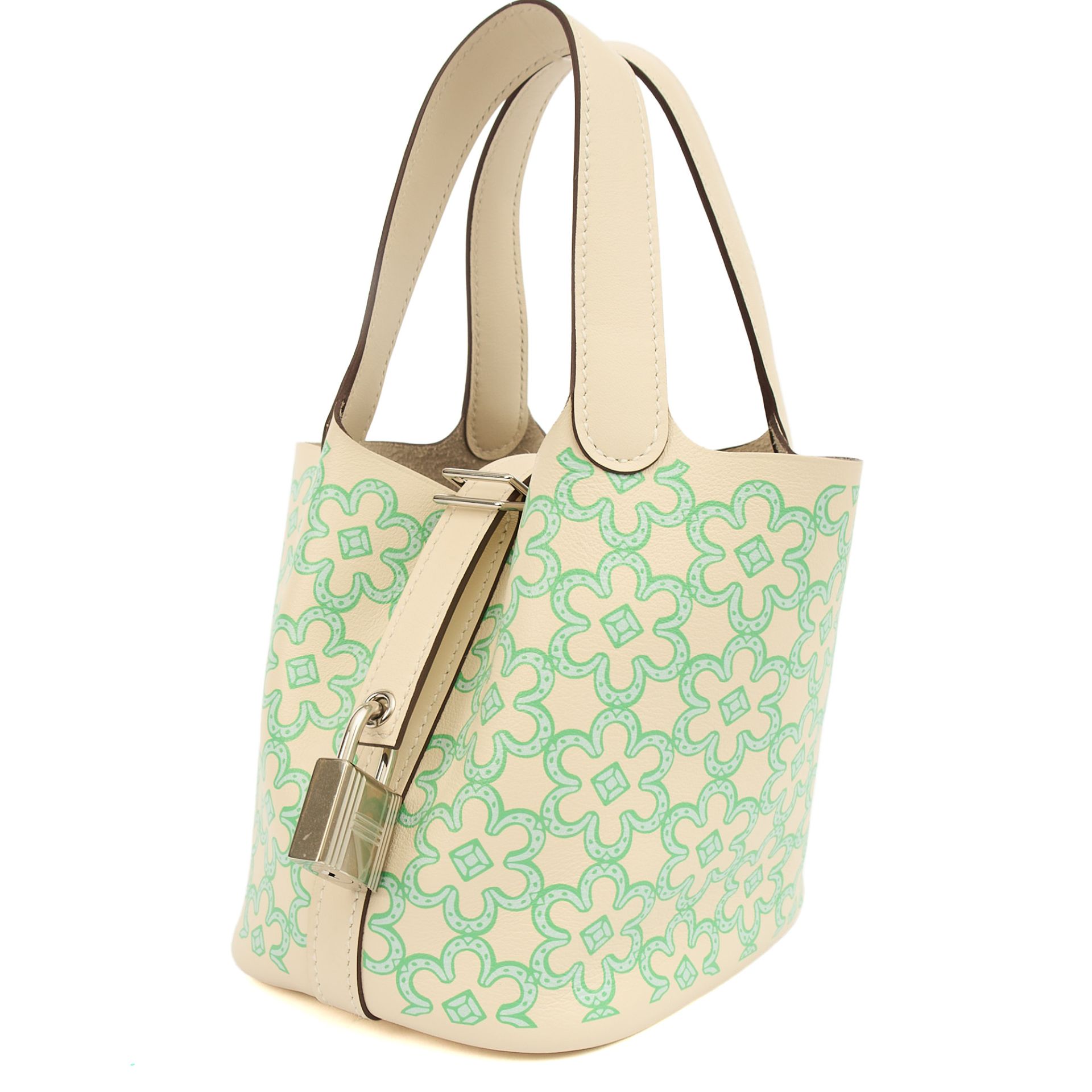 Limited Edition Lucky Daisy Picotin - Micro in Nata, Vert Swift Leather 4