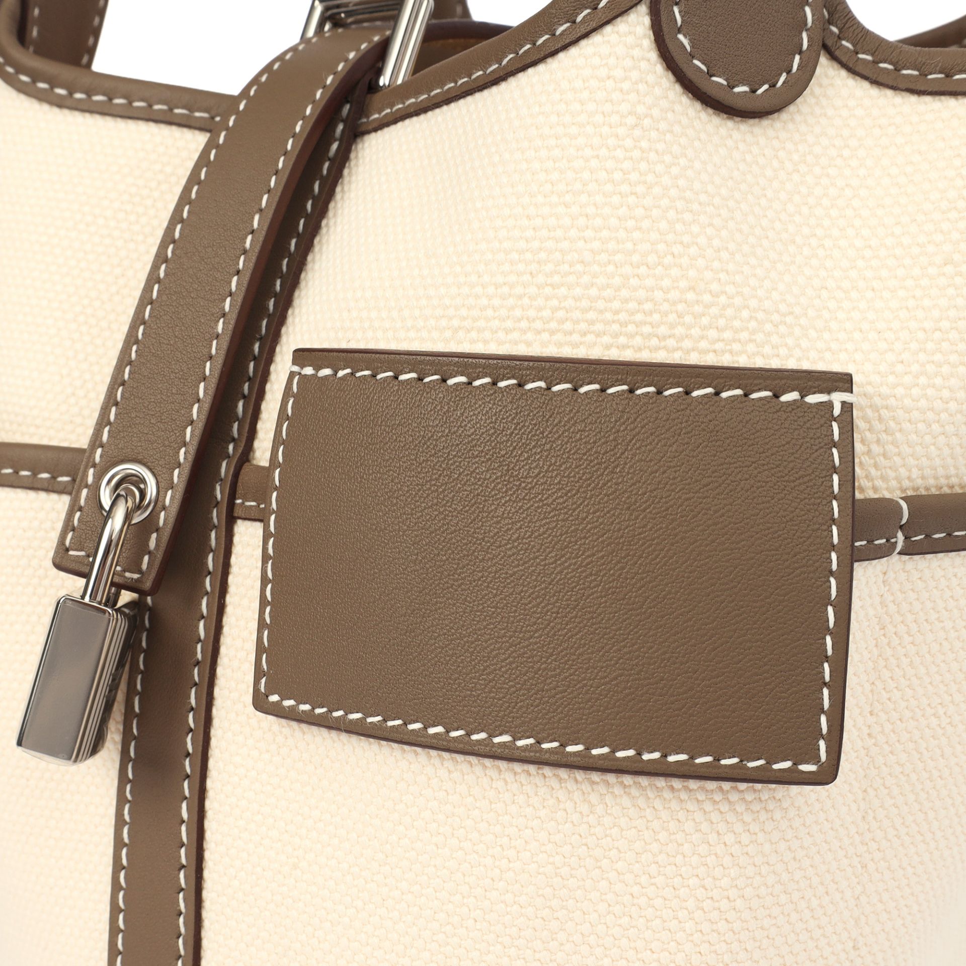 Picotin Lock 18 Pocket Bag in Etoupe Swift Leather, Goeland Canvas 4