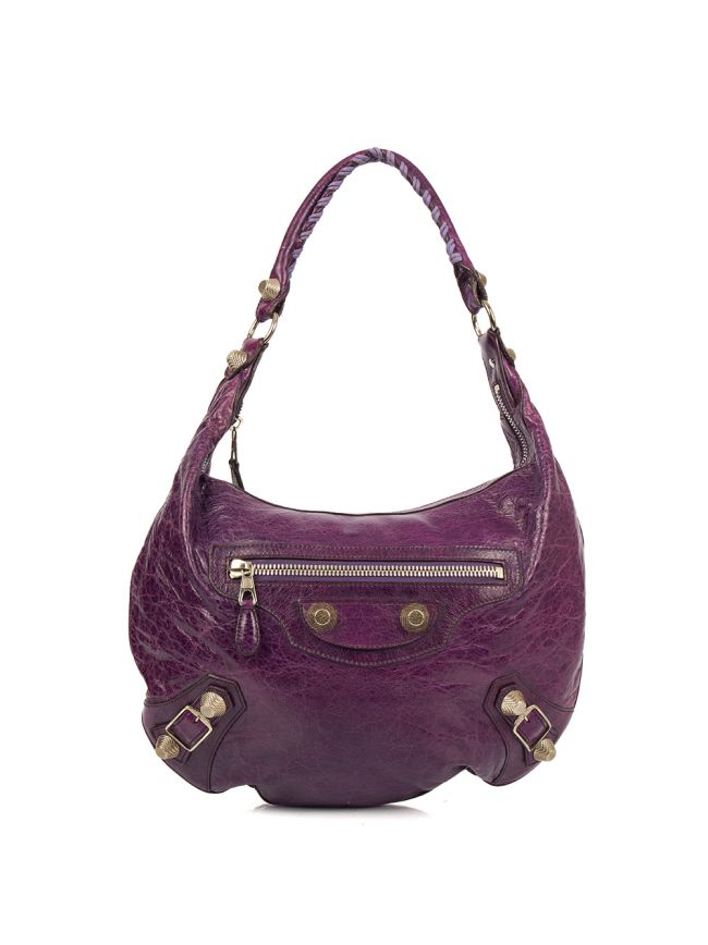 Balenciaga Motocross Giant 21 Day Hobo in Purple, Veau (Calfskin