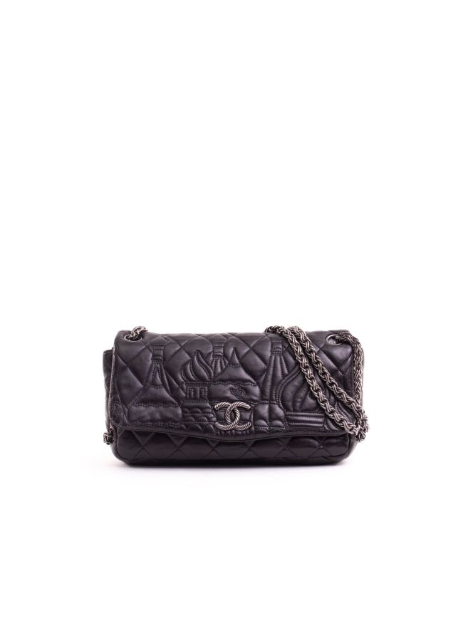 【CHANEL】Chanel Paris-Moscow Calfskin small Tote★ブラック CHANEL Calfskin Small Shopping In Moscow Tote Black 162720
